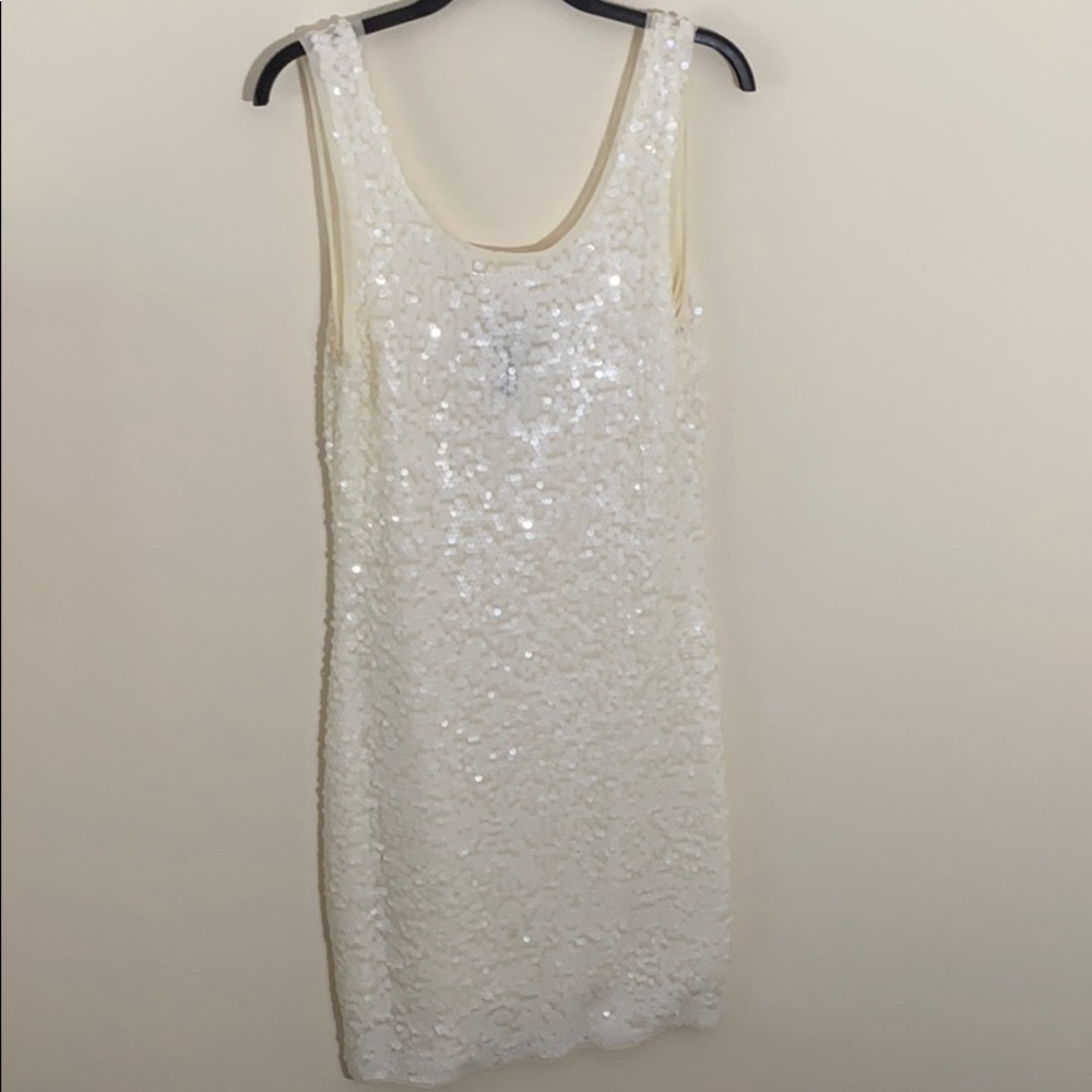 BCBG Maxazria White Sequin Dress M